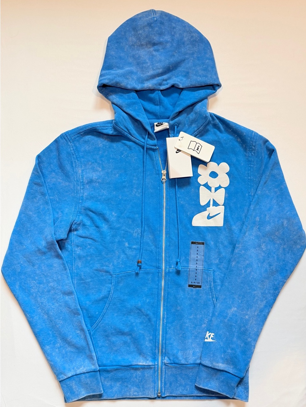 **Nike** Rare Find “Have A Nike Day” Blue Full-Zip Flower Hoodie Sweatshirt